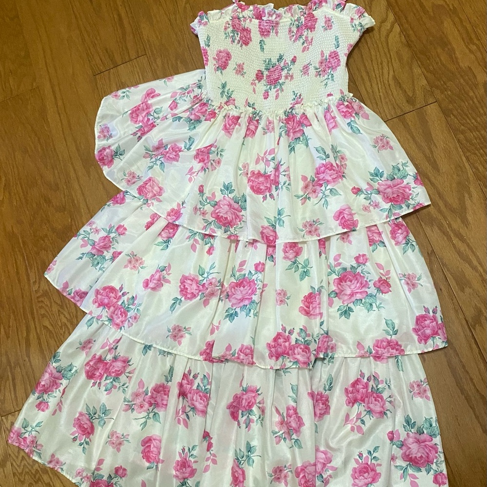 LoveShackFancyX Target Pink and White Floral Midi Dress